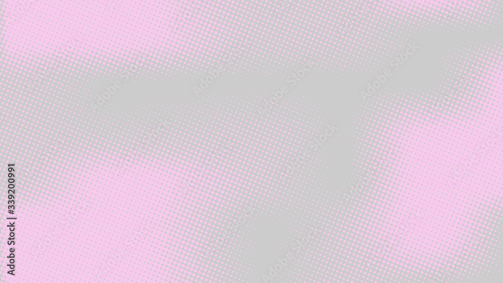 Modern Baby pink and grey pop art background with halftone dots design in comic style, vector illustration eps10