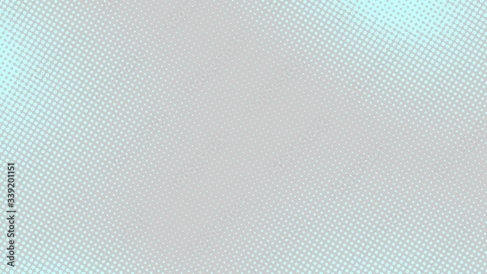 Baby blue and grey pop art background with halftone dots design in retro comic style