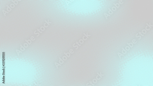 Bright Baby blue and grey pop art background with halftone dots in retro comic style, template for design.