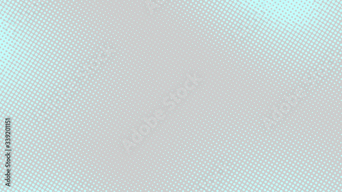 Baby blue and grey pop art background with halftone dots design in retro comic style