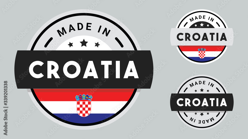 Made in Croatia collection for label, stickers, badge or icon with Croatia flag symbol. 