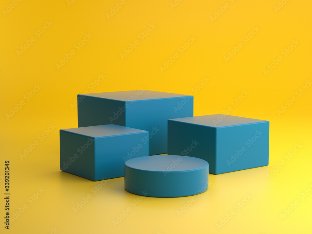 Obraz premium 3d render ofbackground with a pedestal and a showcase, abstract minimal concept, blank space, simple clean design, minimalist mockup