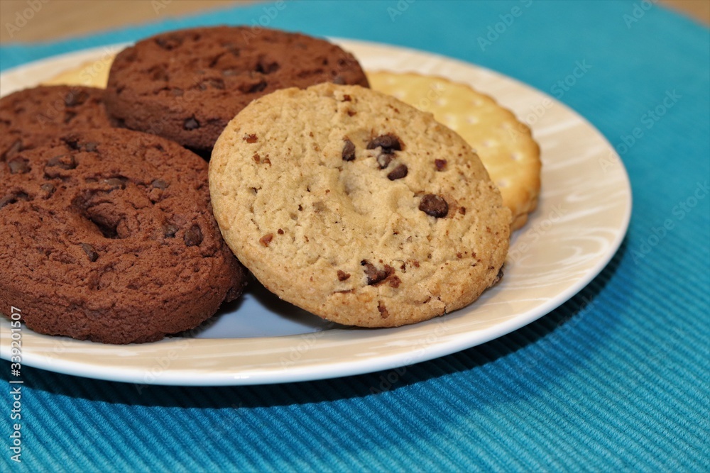 Delicious cookies with drops of dark chocolate. Delicious cookies with drops of dark chocolate.