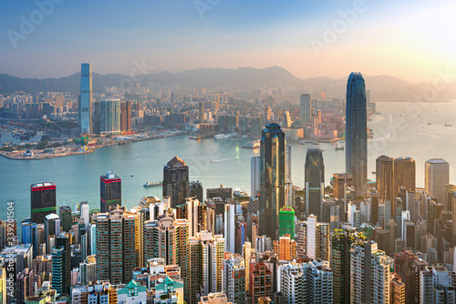 Photography Hong Kong city, amezing skyline from Victoria peak, China