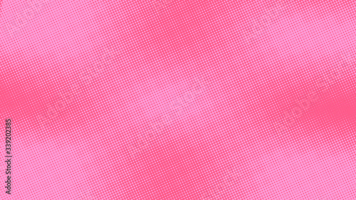 Bright Pink pop art background with halftone dots in retro comic style, template for design
