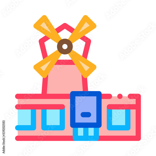 windy french mills icon vector. windy french mills sign. color symbol illustration