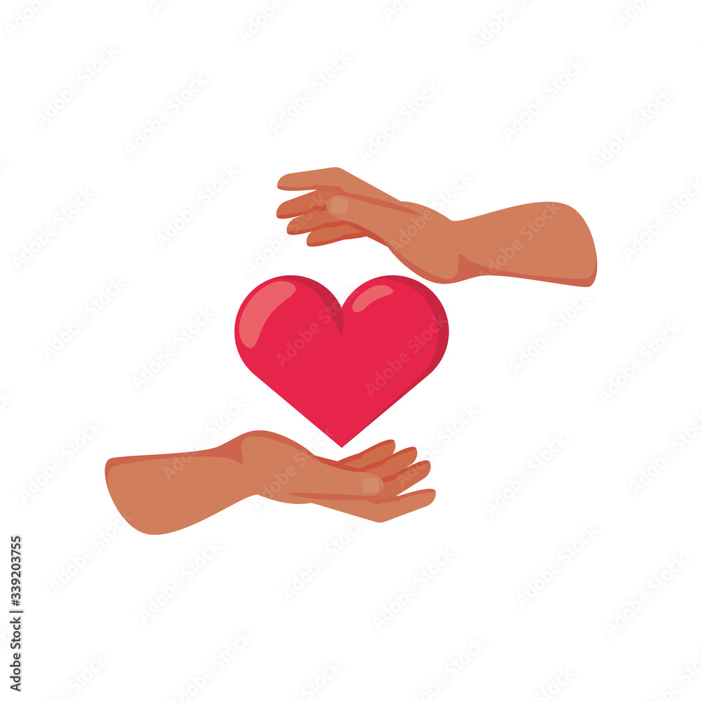 hand with heart on white background hand with heart on white background