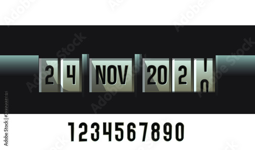 A vector illustration of a mechanical odometer concept with dates and years