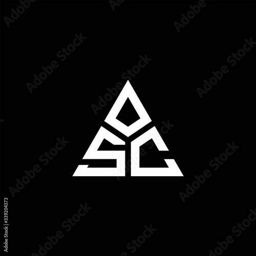 SC monogram logo with 3 pieces shape isolated on triangle