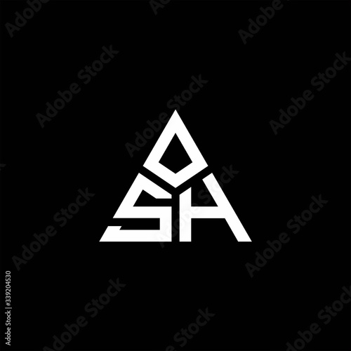 SH monogram logo with 3 pieces shape isolated on triangle