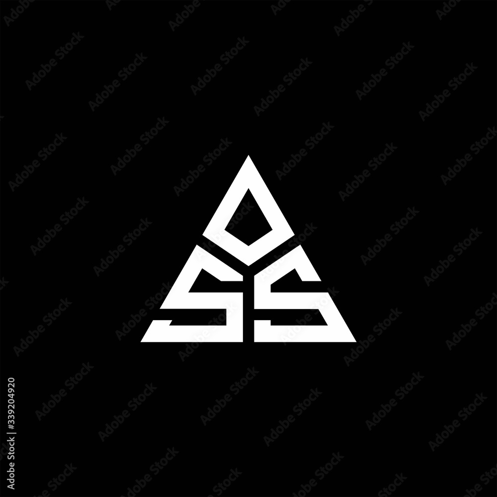 SS monogram logo with 3 pieces shape isolated on triangle SS monogram logo with 3 pieces shape isolated on triangle