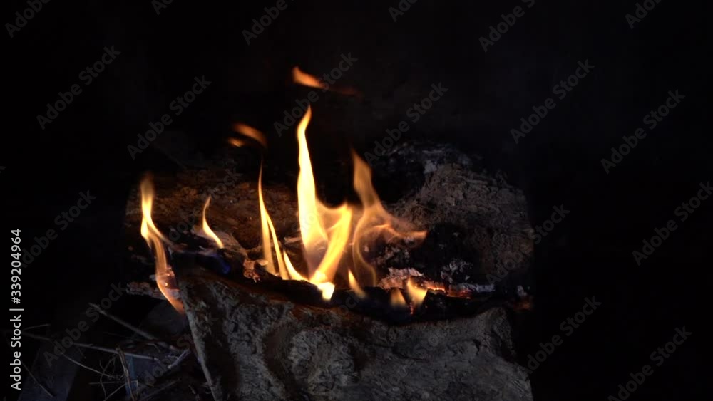 Fire Going Right Fire Burning in Fireplace panning left to right in slow motion Stock ...