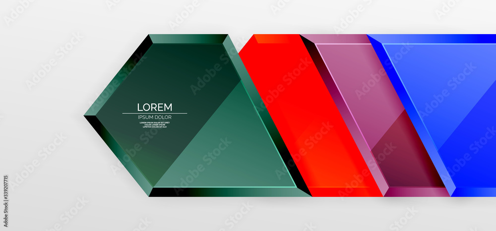 Metal glossy shiny geometric shapes with 3d effect composition. Techno futuristic vector abstract background For Wallpaper, Banner, Background, Card, Book Illustration, landing page