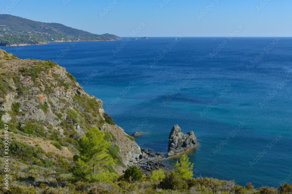 Aerial view of Capoliveri coastline, on Elba Island. Tuscany, Italy Aerial view of Capoliveri coastline, on Elba Island. Tuscany, Italy