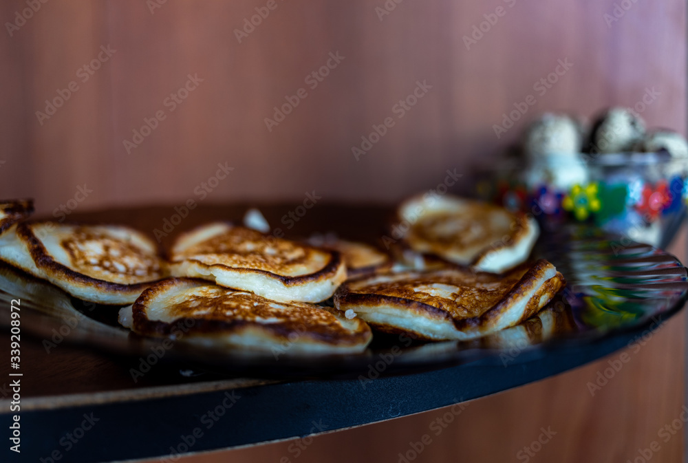 freshly made pancakes are on the plate freshly made pancakes are on the plate