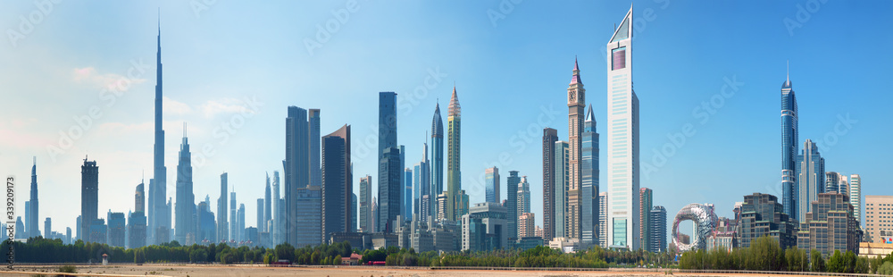 Dubai - modern city center skyline with luxury skyscrapers, United Arab Emirates