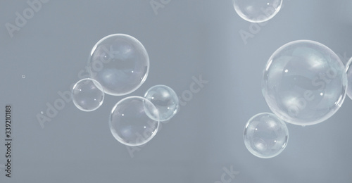 Billede på lærred Shampoo bubbles floating like flying in the air by wind blow which represent ref
