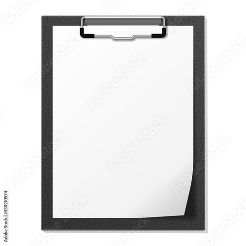 Vector image of the black tablet with paper