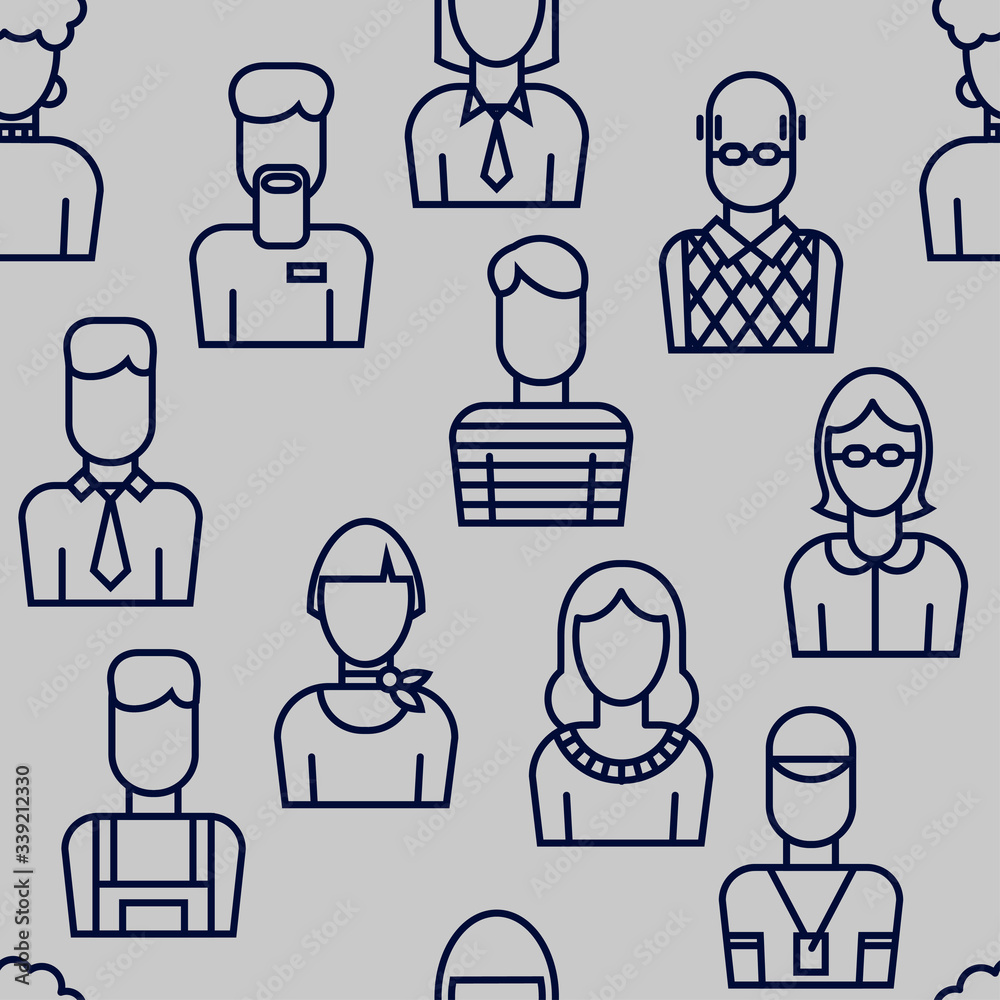 A seamless pattern with vector outline business avatars for presentation design and web site. A seamless pattern with vector outline business avatars for presentation design and web site.