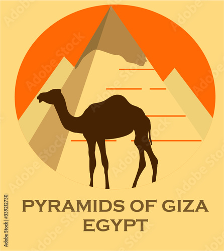 Egypt pyramids landscape. Egyptian great pyramids in the desert on a background. Dry desert under sun, endless sand desert. Pyramids in the desert. Sahara Cheops. the 7 Wonders of the World. UNESCO