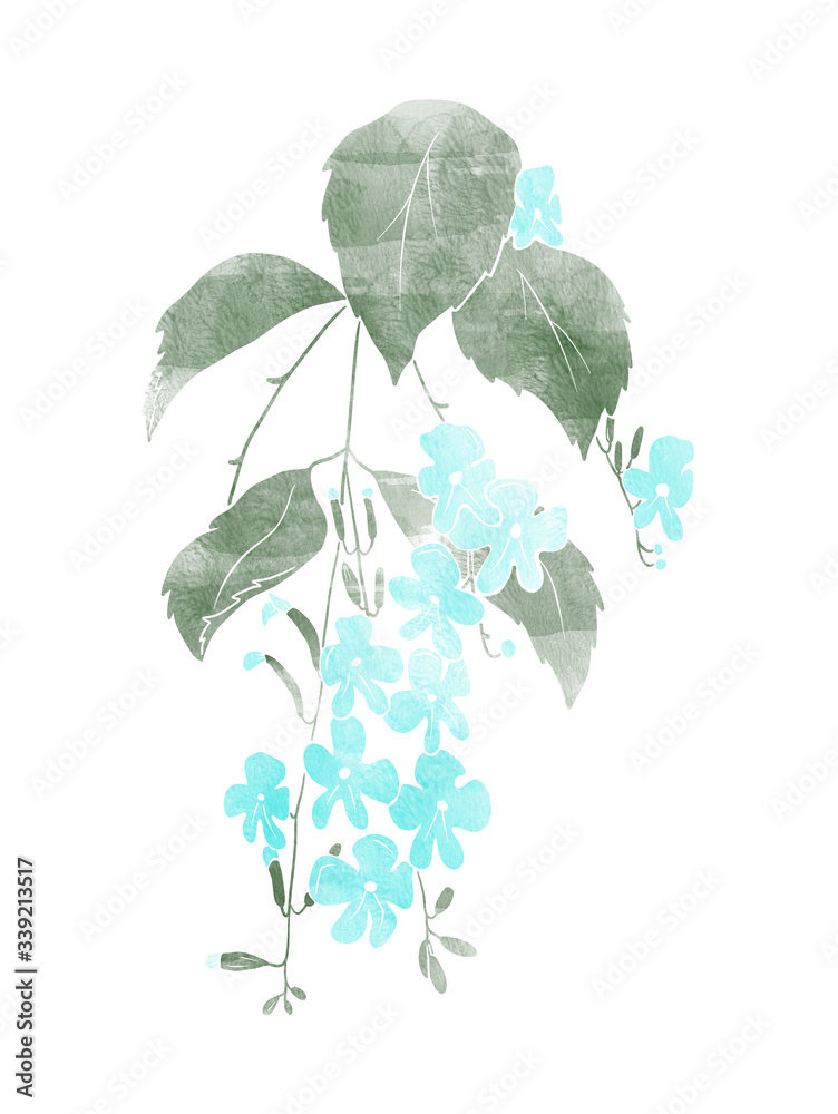 Naklejka premium Small flowers with leaves.