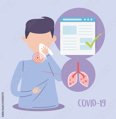 covid 19 quarantine, man cover mouth medical disease