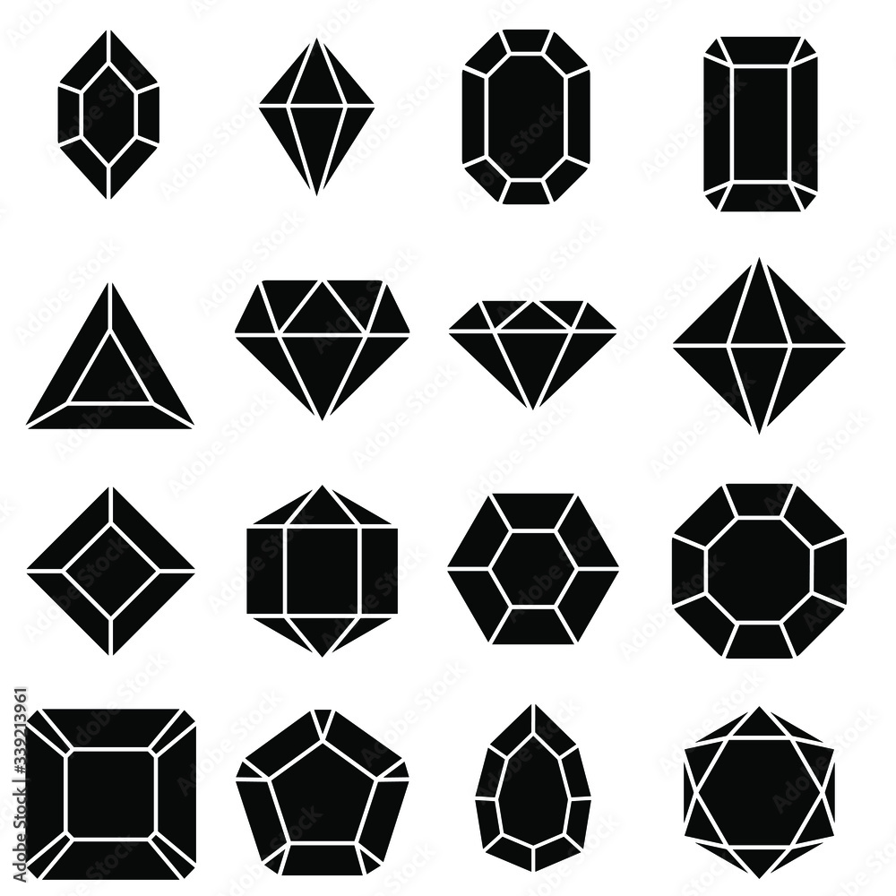 Gem icon vector set. Geometric gems diamonds illustration sign collection. sapphire precious jewels symbol. Gem icon vector set. Geometric gems diamonds illustration sign collection. sapphire precious jewels symbol.