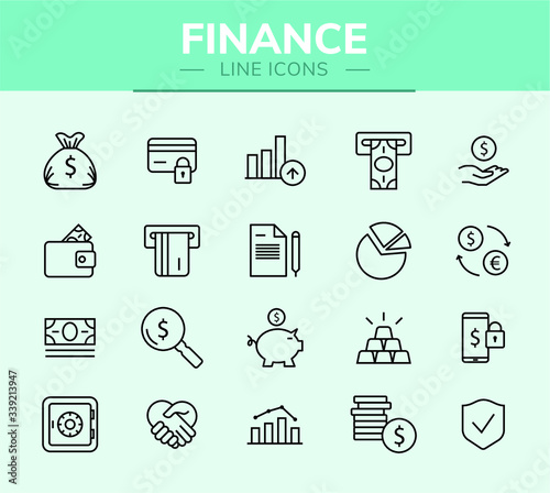Conjunto de ícones de finanças para infográficos ou websites