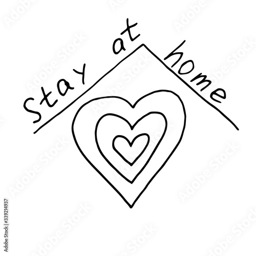 Stay safe at home. The call encourages you to stay at home and protects the house from the virus. Love in the house. Vector illustration Vintage. Coronovirus protection. Prevention from the virus.