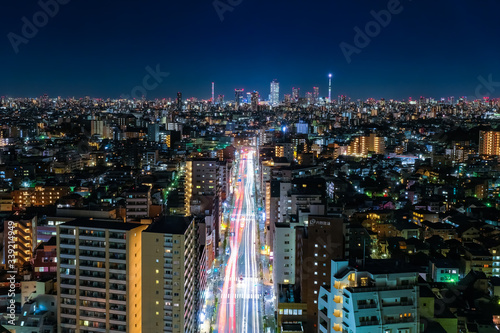 東京 夜景 練馬区役所 展望ロビーから 池袋方面