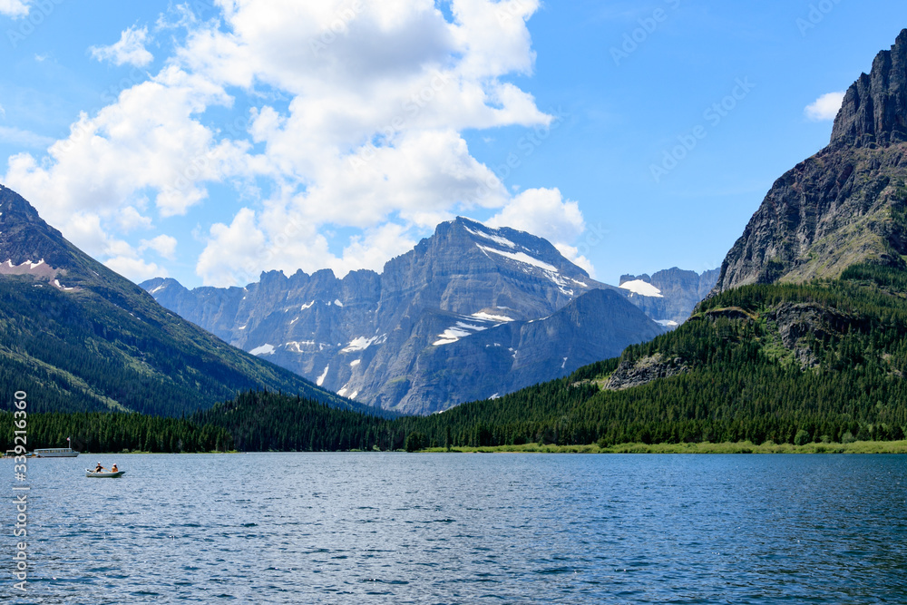Many Glacier Lake on a sunny day Many Glacier Lake on a sunny day