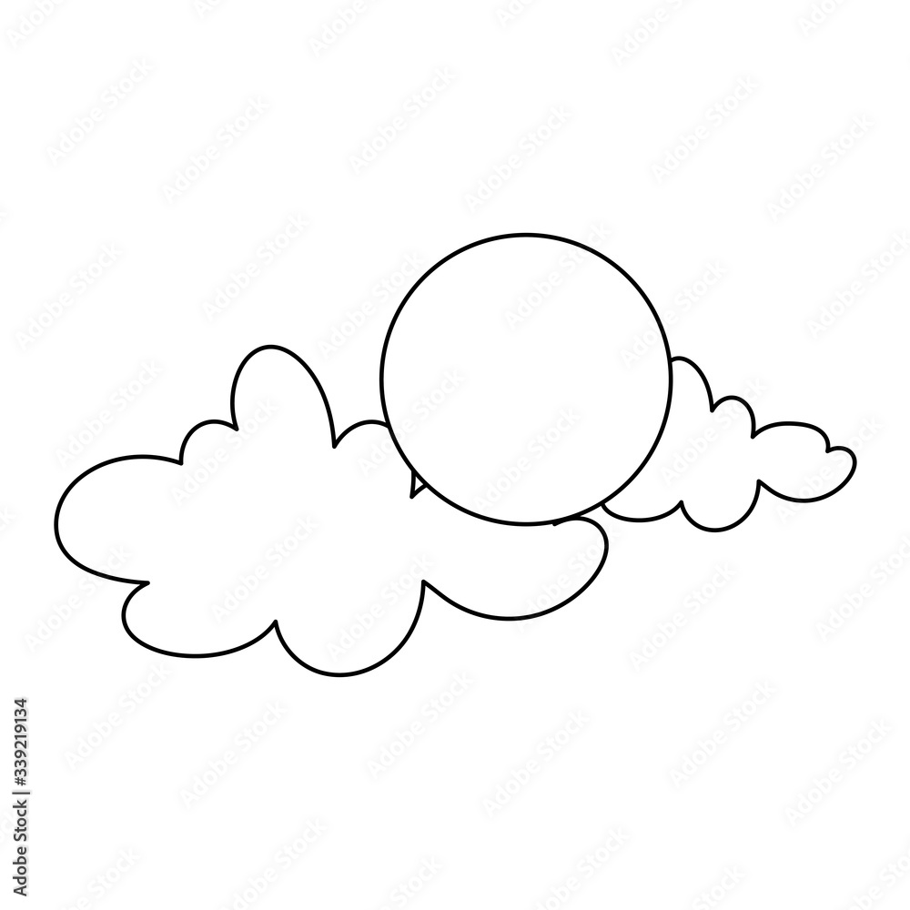 sun cloud weather summer isolated icon on white background line style sun cloud weather summer isolated icon on white background line style