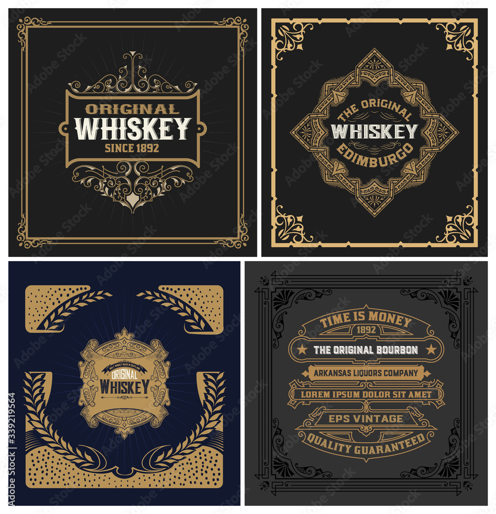 Obraz premium Set of 4 vintage labels. Vector layered