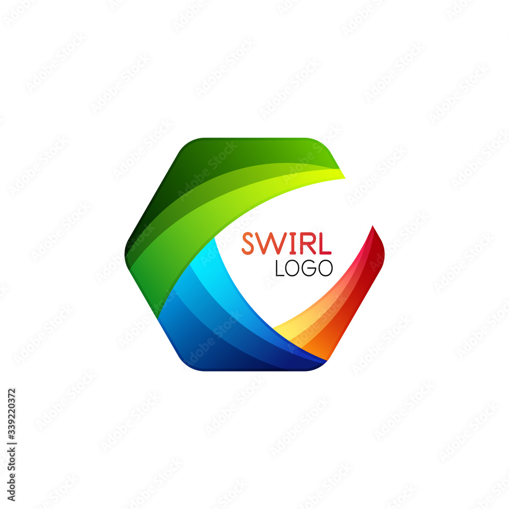 Business hexagon vector logo icon template made of swirl lines and waves Business hexagon vector logo icon template made of swirl lines and waves
