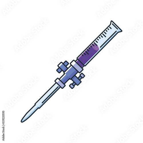laboratory syringe on white background