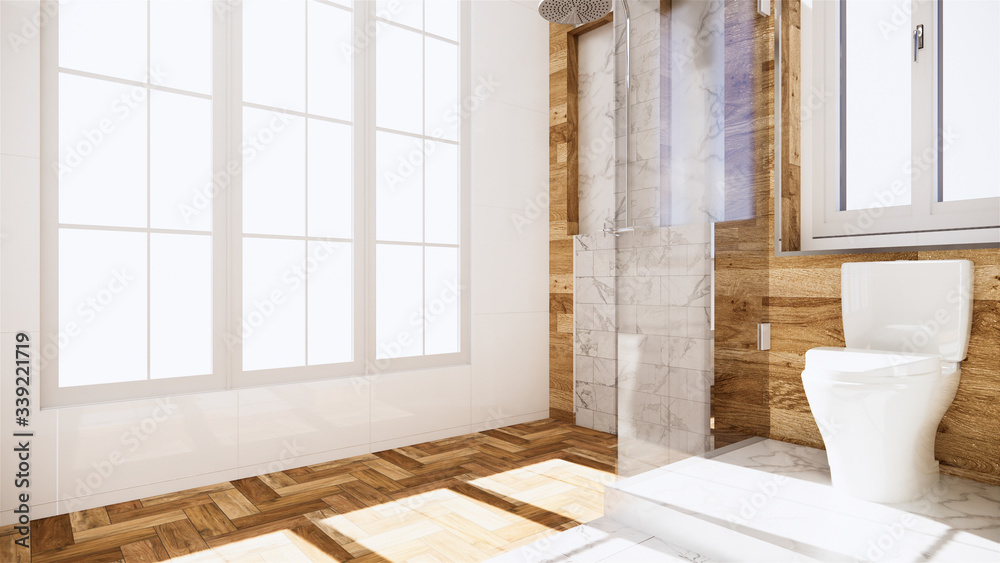Zen design toilet tiles wall and floor - japanese style. 3D rendering Zen design toilet tiles wall and floor - japanese style. 3D rendering