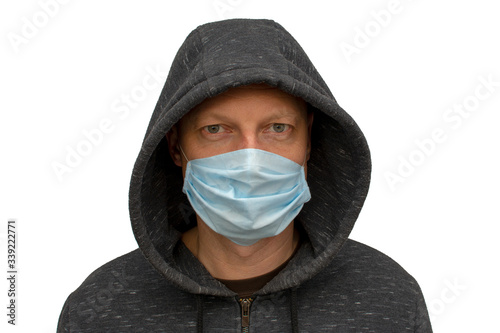 Man wearing mask to prevent corona virus.