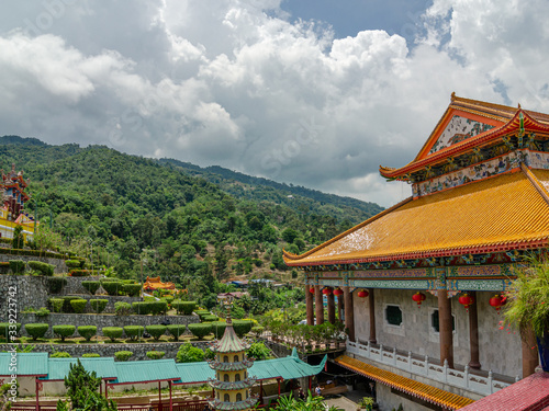 Buddhist temple against a dramatic sky, malaysia, penang