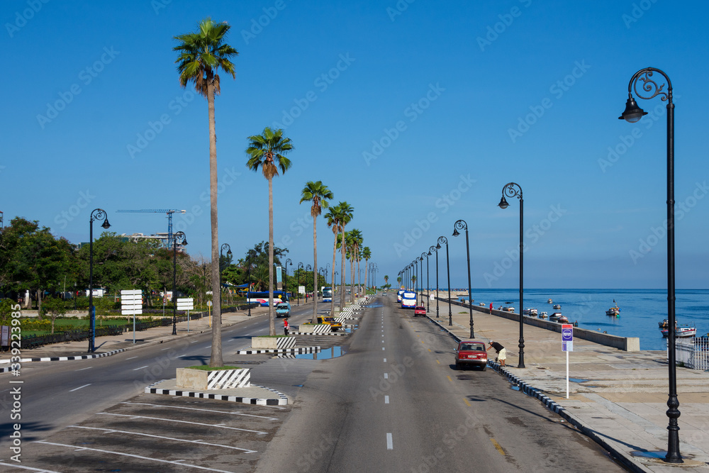Havana Cuba. Malecon - Havana's famous embankment promenade in Havana