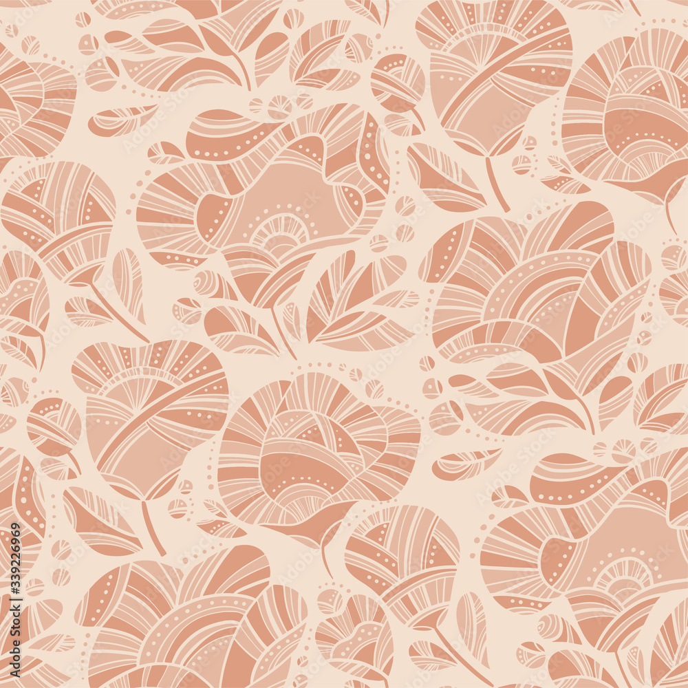 Folk style pale nude floral seamless pattern Folk style pale nude floral seamless pattern