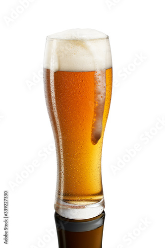 cold beer in glass on white background (ID: 339227330)