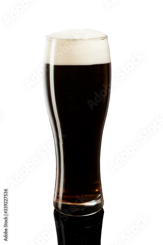cold dark beer in glass on white background (ID: 339227536)