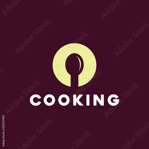 Spoon Cooking logo design vector template with Creative icon for kitchen Concept style.