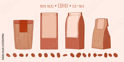 Paper packs and coffee beans