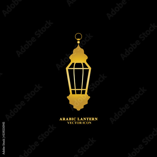 Arabic lantern flat icons set. Ramadan lantern sign for mobile application. Muslim decoration symbol. Eastern traditional culture vector illustration isolated on Black background.