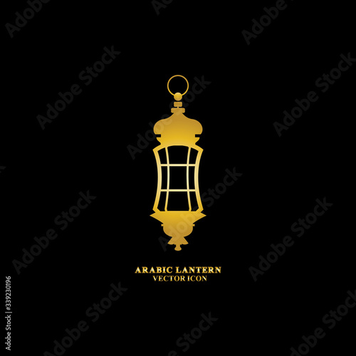Arabic lantern flat icons set. Ramadan lantern sign for mobile application. Muslim decoration symbol. Eastern traditional culture vector illustration isolated on Black background.