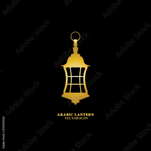 Arabic lantern flat icons set. Ramadan lantern sign for mobile application. Muslim decoration symbol. Eastern traditional culture vector illustration isolated on Black background.