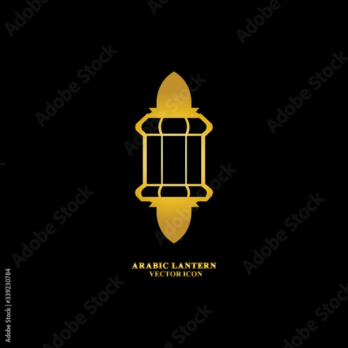 Arabic lantern flat icons set. Ramadan lantern sign for mobile application. Muslim decoration symbol. Eastern traditional culture vector illustration isolated on Black background.