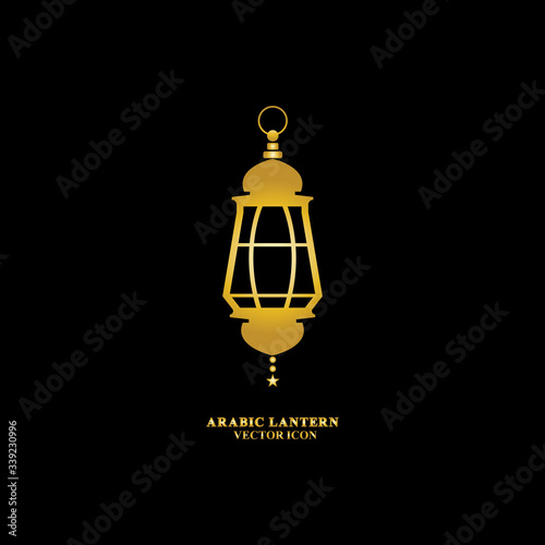 Arabic lantern flat icons set. Ramadan lantern sign for mobile application. Muslim decoration symbol. Eastern traditional culture vector illustration isolated on Black background.