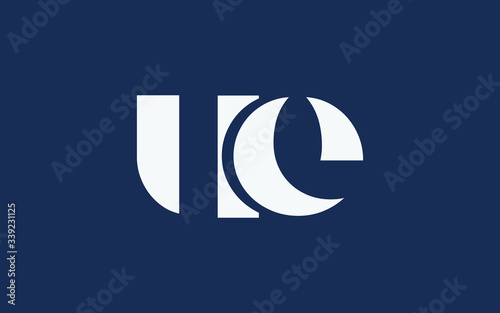 ue or eu and u or e lowercase Letter Initial Logo Design, Vector Template